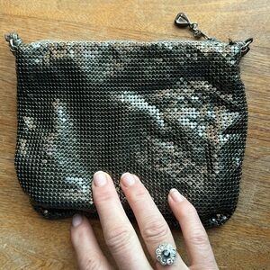 Whiting & Davis 70’s vintage metallic mesh purse mini crossbody bag